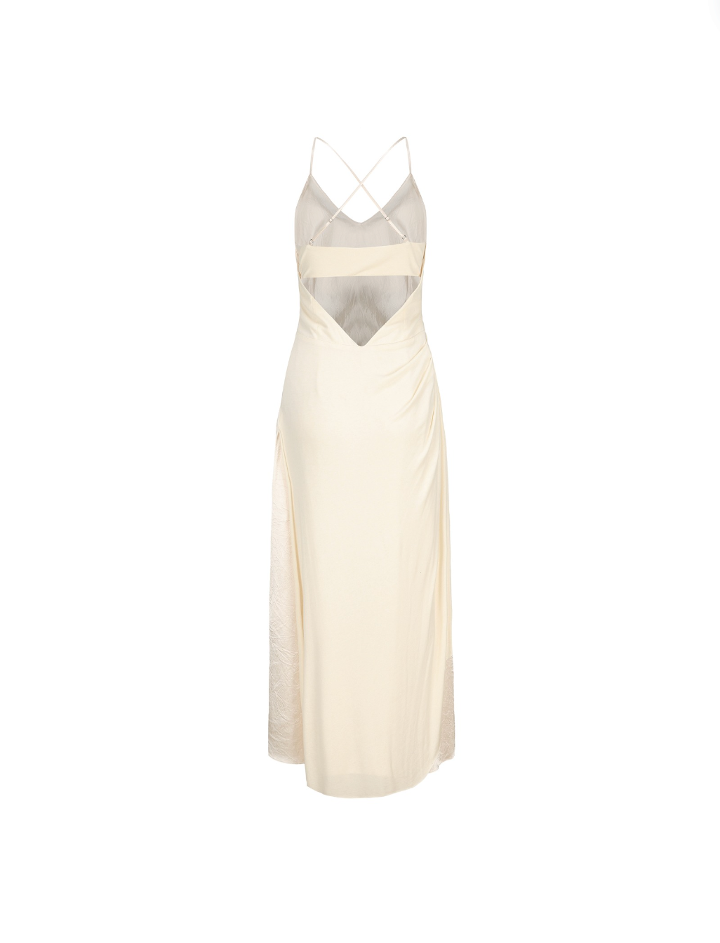 Elywood White Cowl Neck Maxi Dress back detail