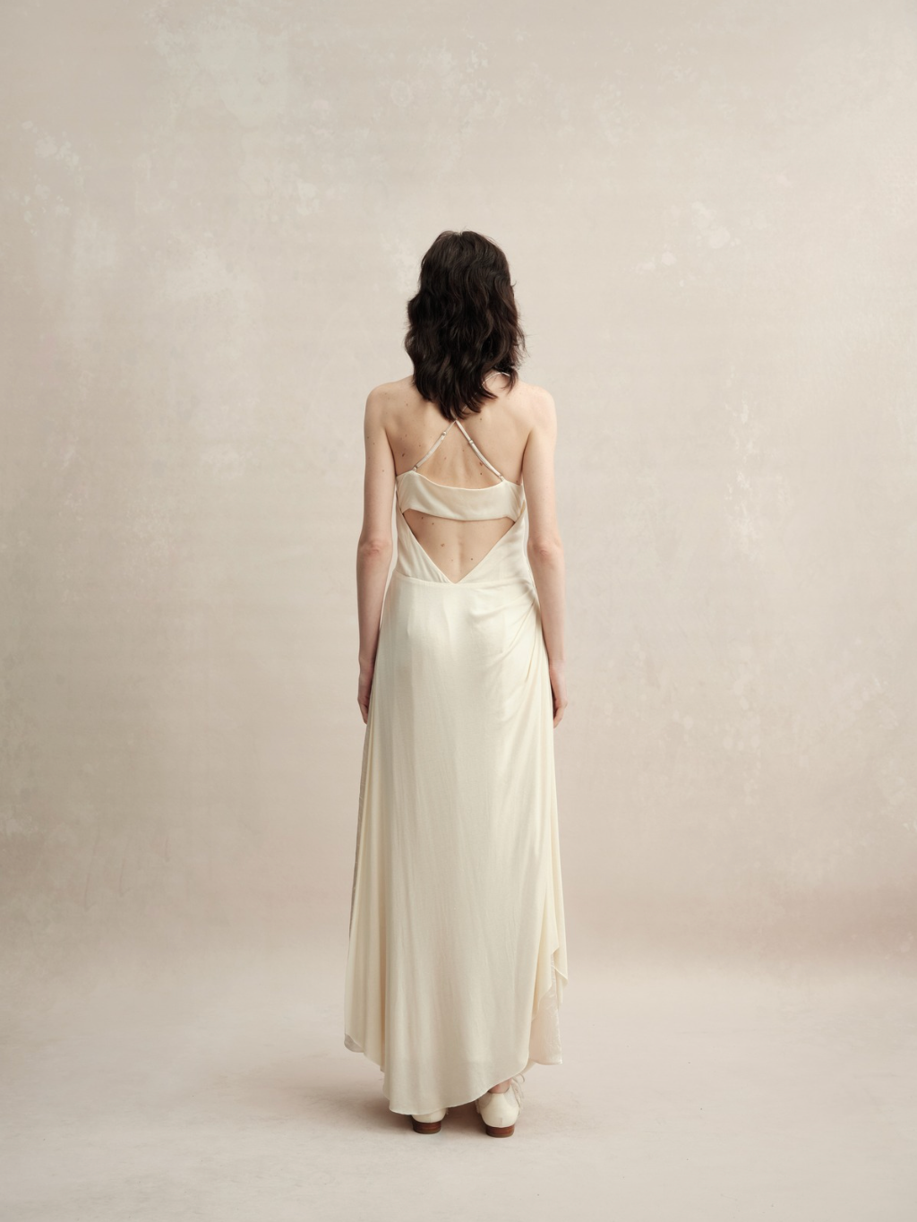 Elywood White Cowl Neck Maxi Dress back