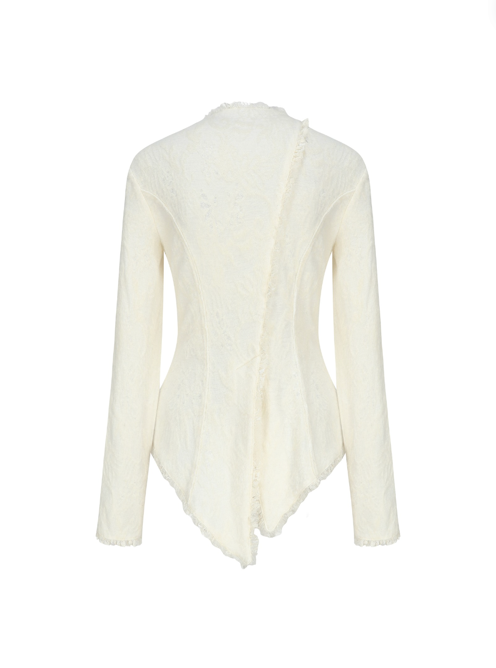 White Asymmetrical Wool Lace Shirt