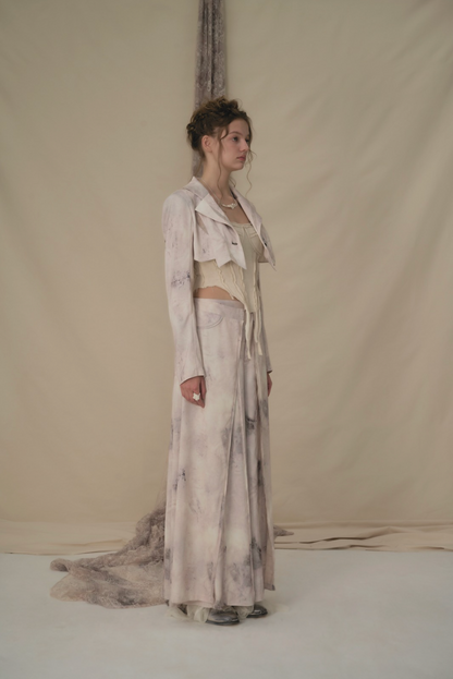 Printed Draped Wide-Leg Trousers