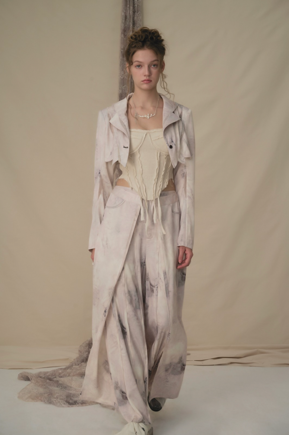 Elywood Beige Top and Trousers _model