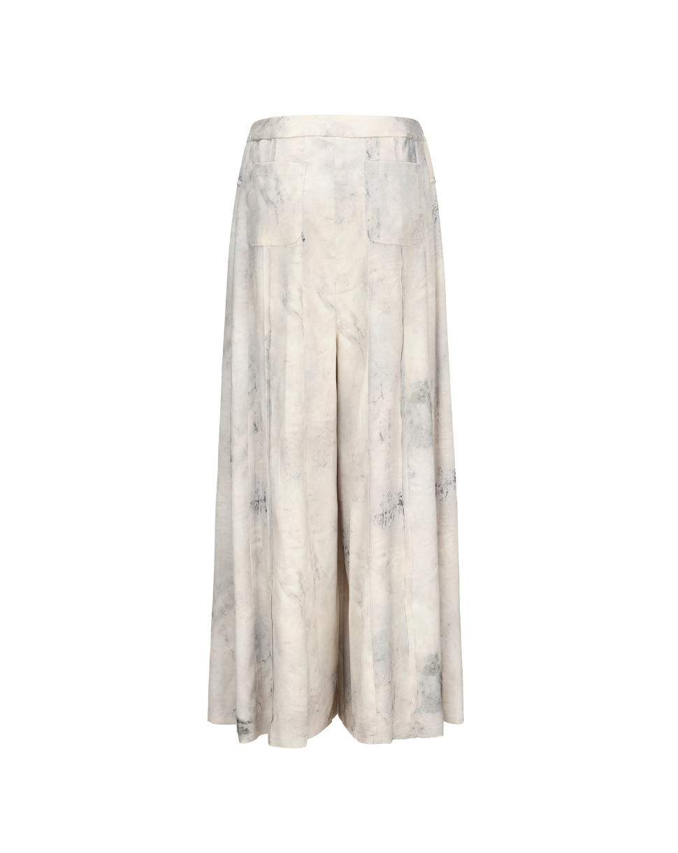 Printed Draped Wide-Leg Trousers