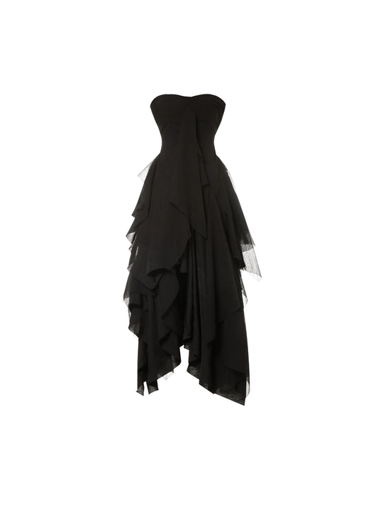Elywood Black Midi Tube Dress