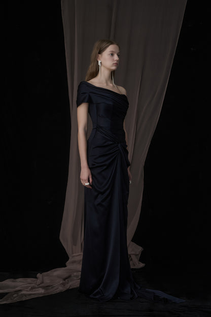 Champagne Off-shoulder Maxi Dress