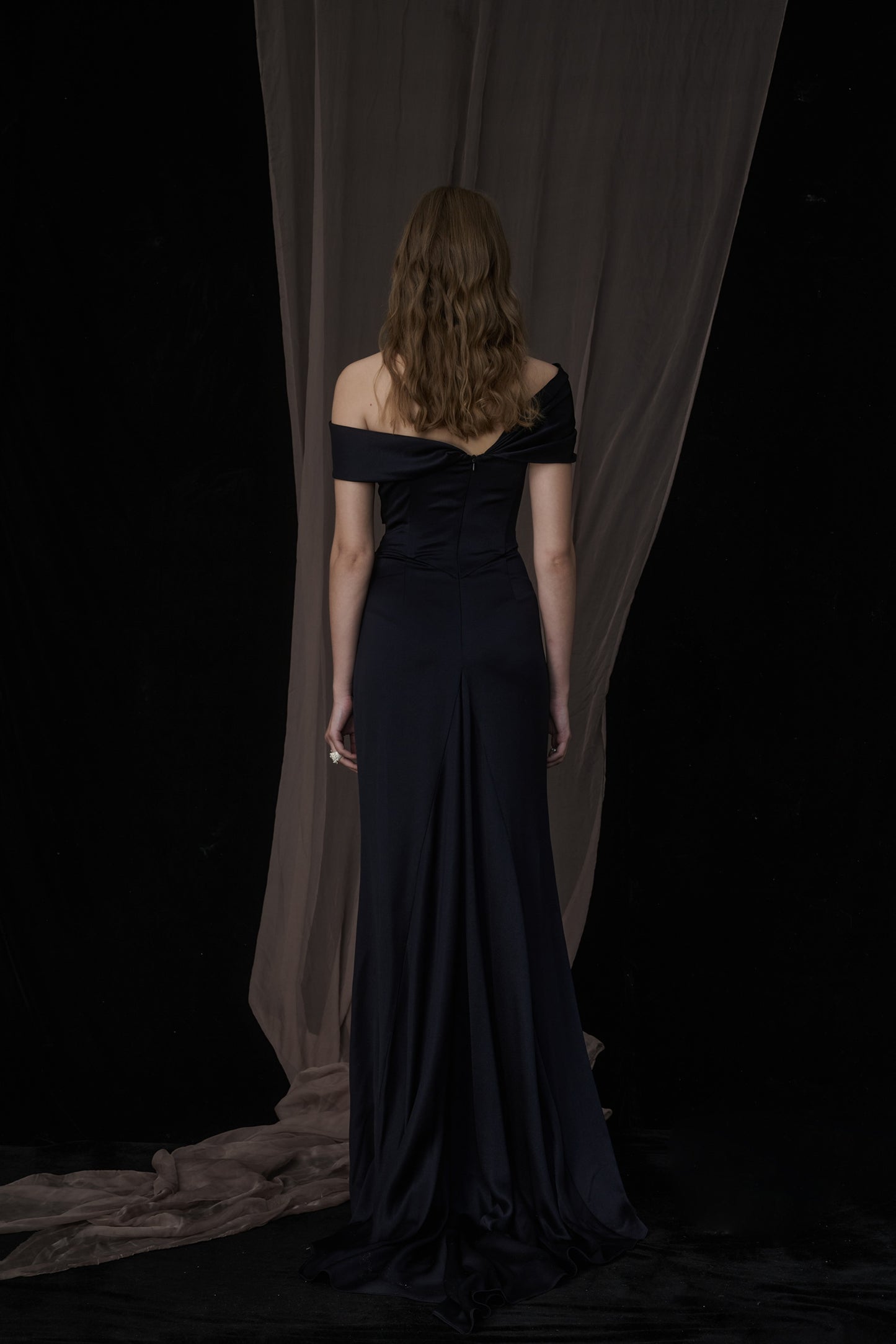Champagne Off-shoulder Maxi Dress