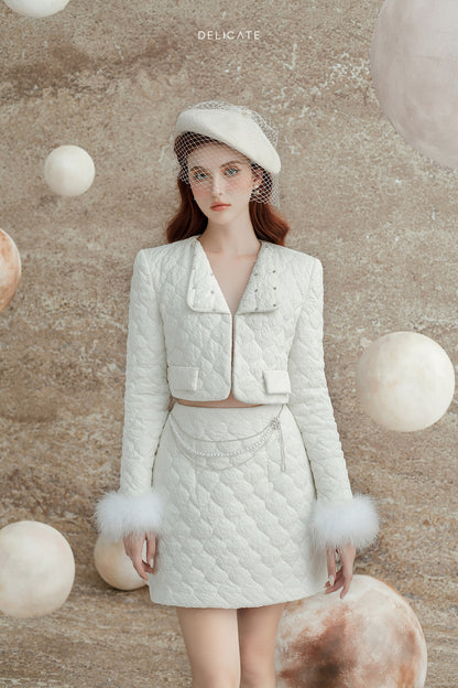 delicate vietnam white winter skirt blazer