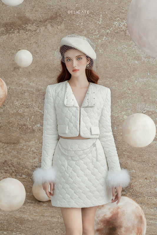 delicate vietnam white winter skirt blazer