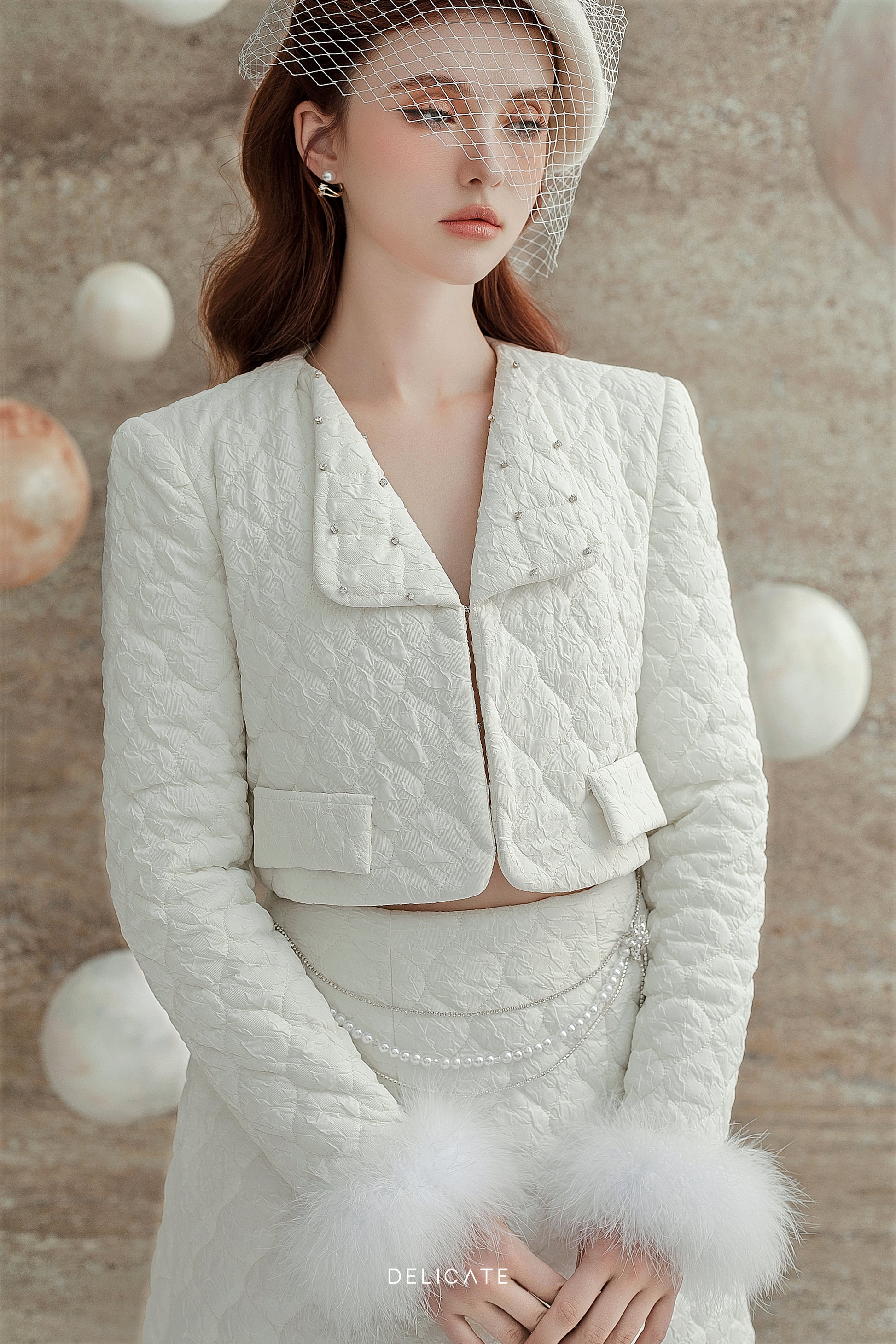 delicate vietnam white winter skirt blazer elegant