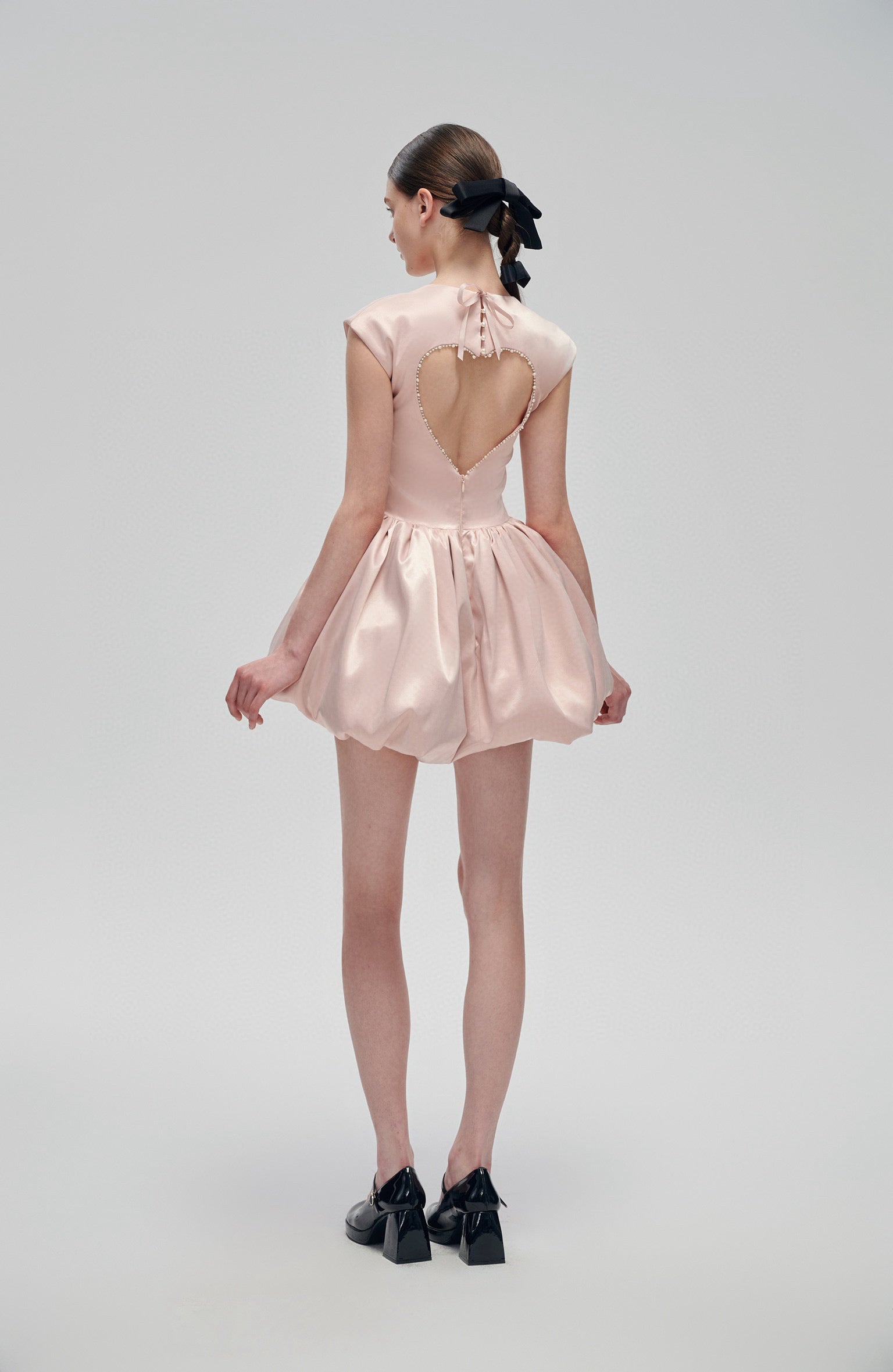 Pink Mini Dress Pearl Heart Back