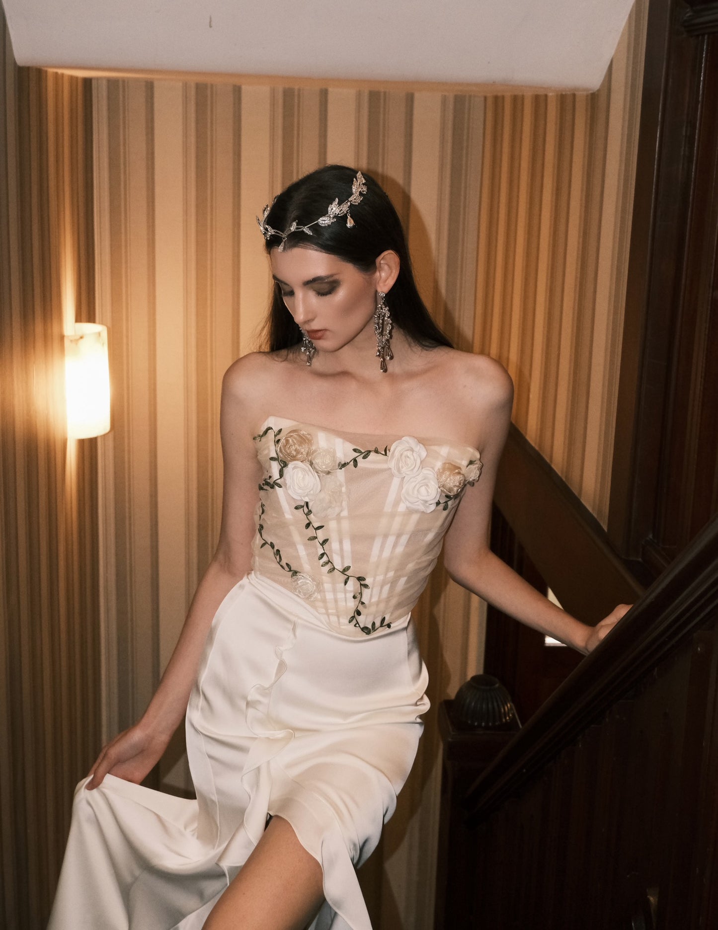 Fishbone Bustier with Roses