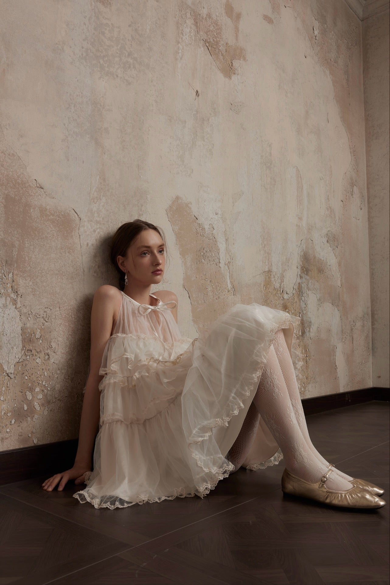 Layered Lace Dress in White