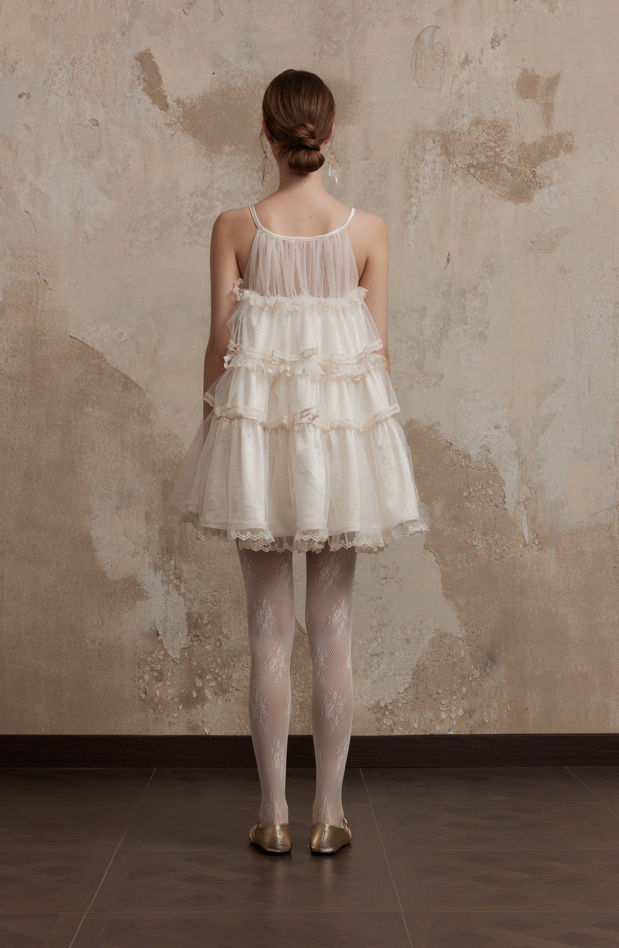 Layered Lace Dress in White