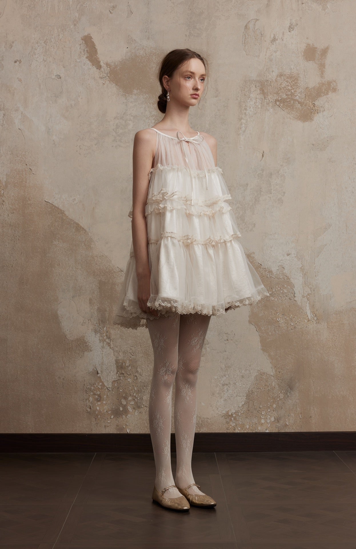 Layered Lace Dress in White