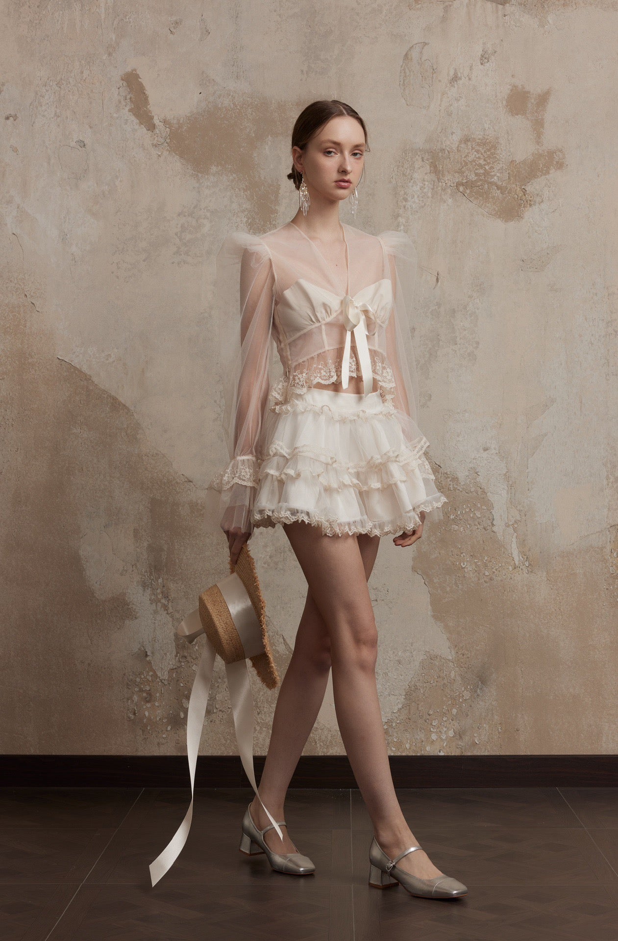 White Layered Mini Skirt