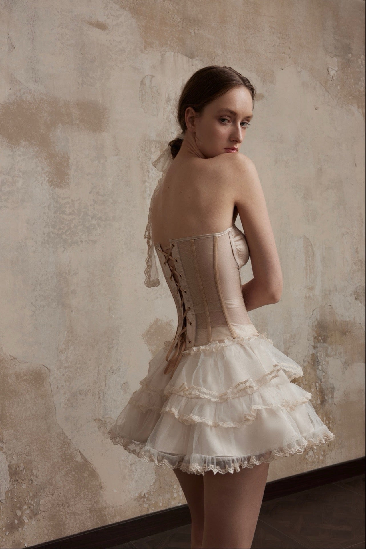 White Layered Mini Skirt