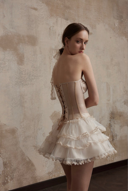 White Layered Mini Skirt