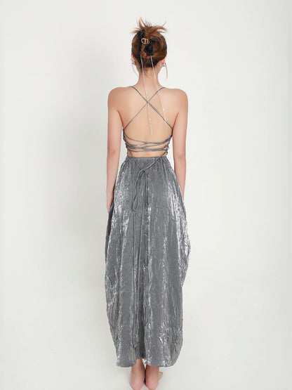 Elise Midi Dress in Silver