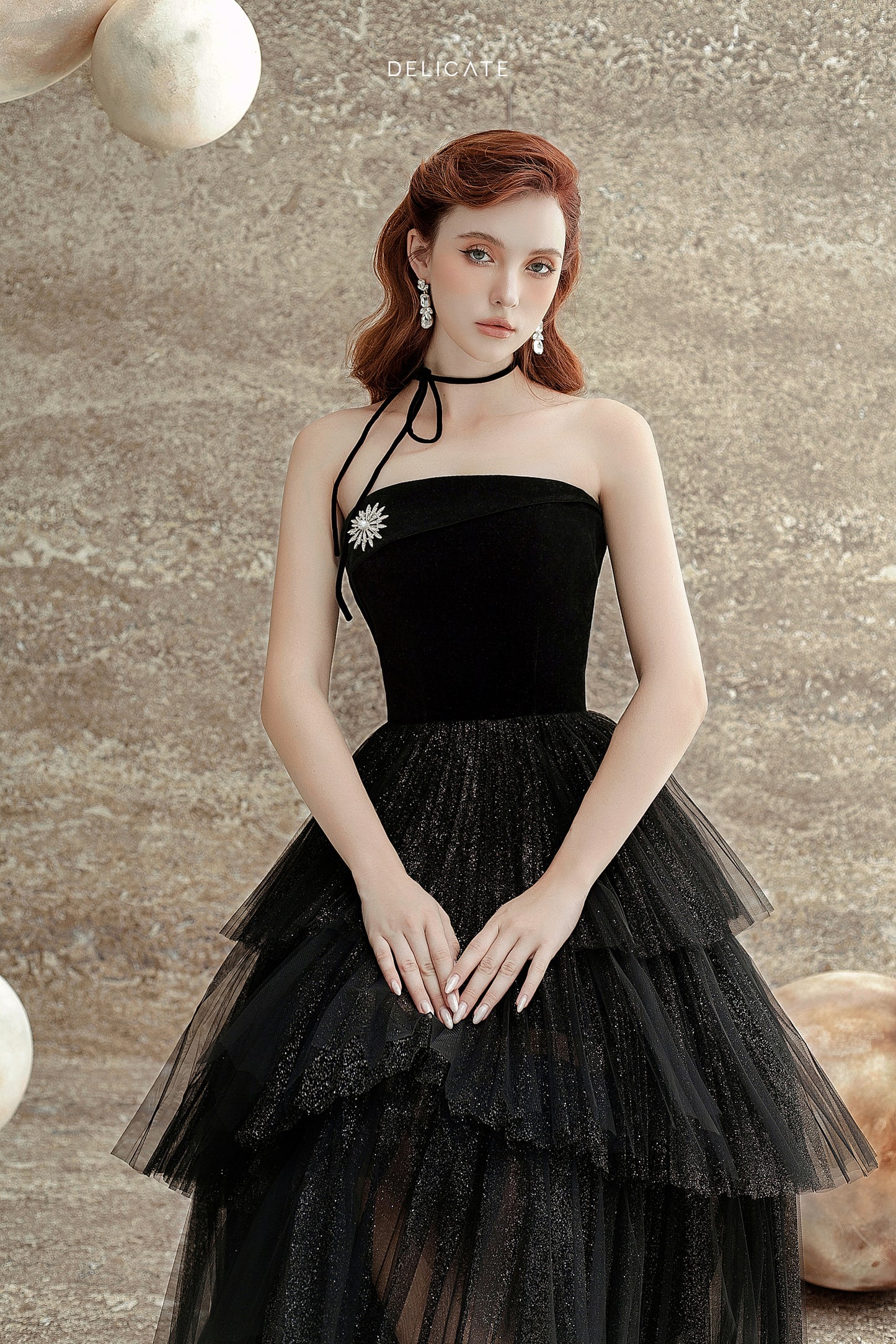 Krystal Layered Tulle Midi Dress