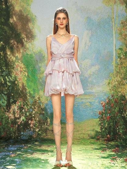 Satin Layered Mini Dress