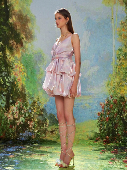 Satin Layered Mini Dress