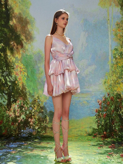 Satin Layered Mini Dress