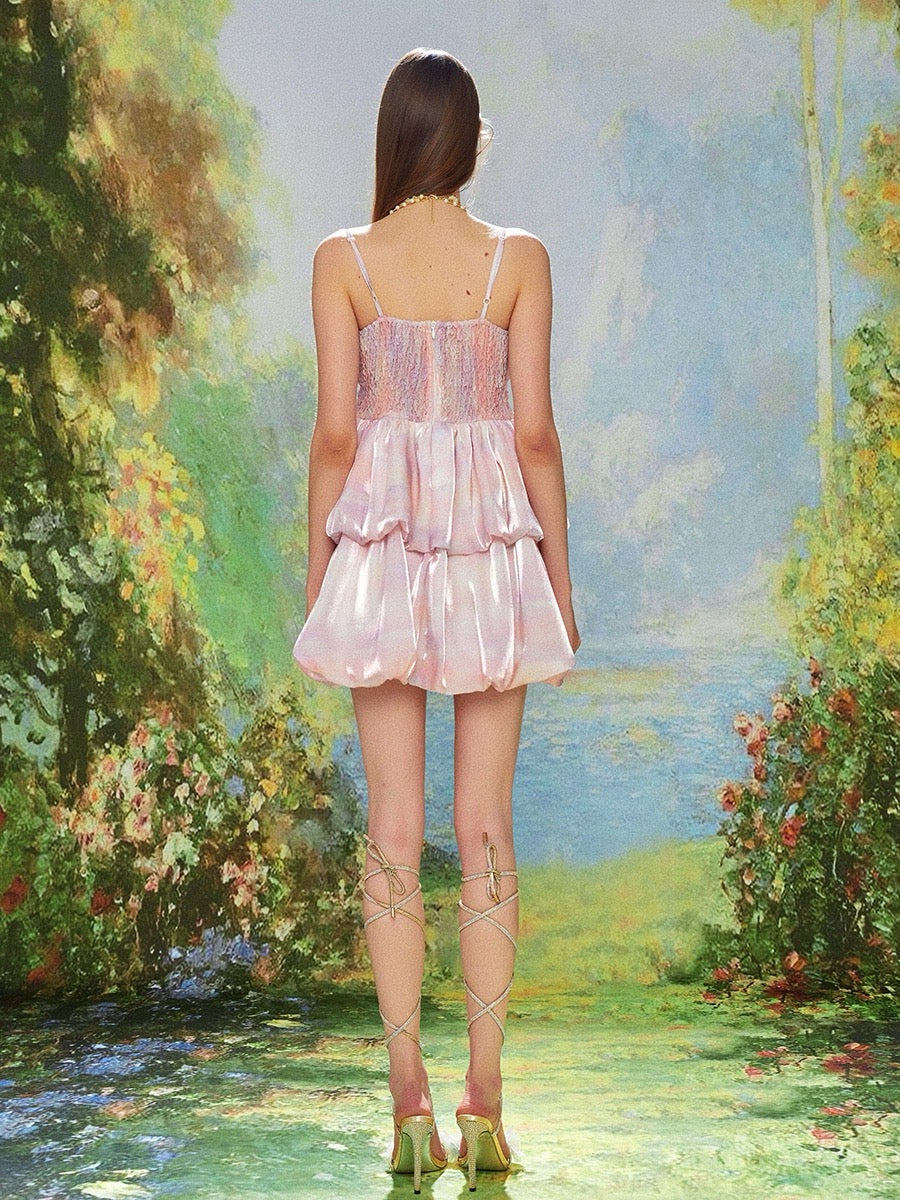 Satin Layered Mini Dress