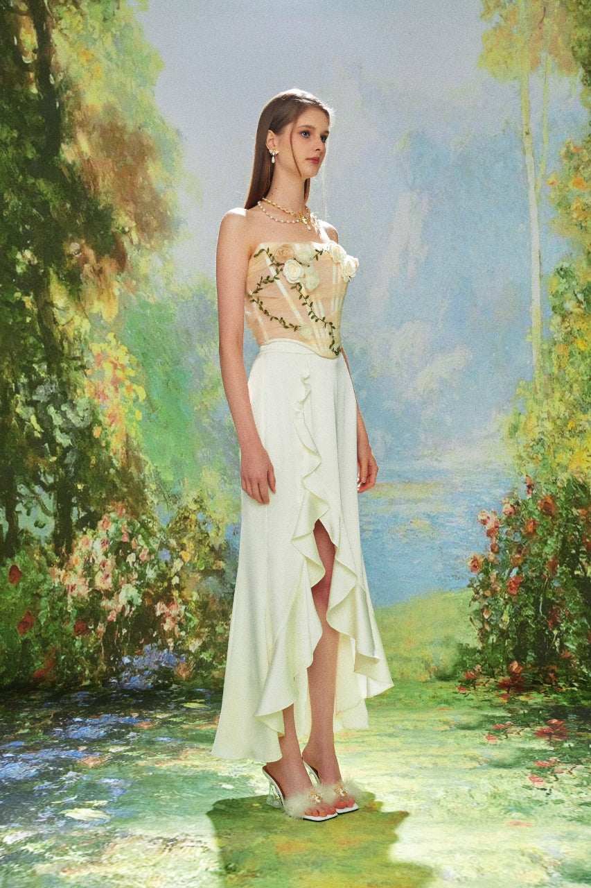 Fishbone Bustier with Roses