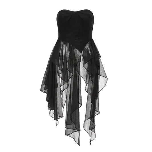 Elywood Black Ruffled Tube Top