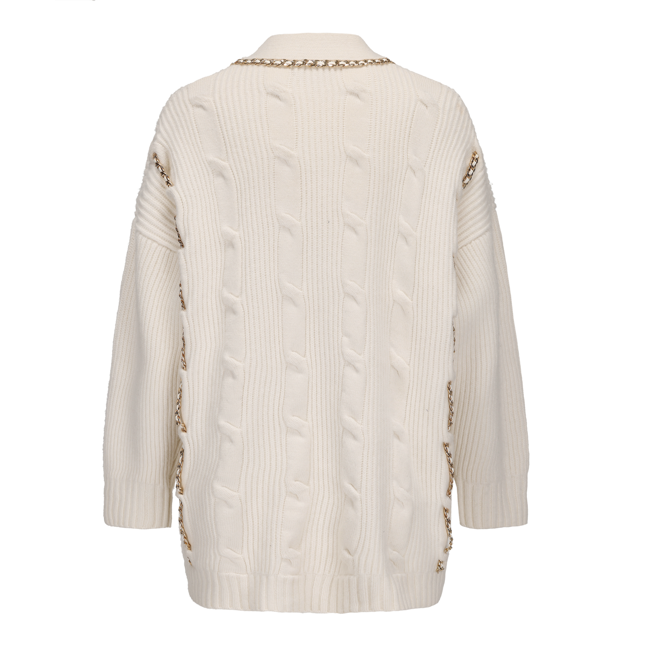 Knitted Chain Cardigan in White