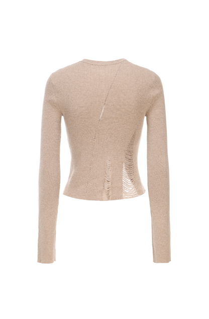 Almond Knit Destruction Cardigan