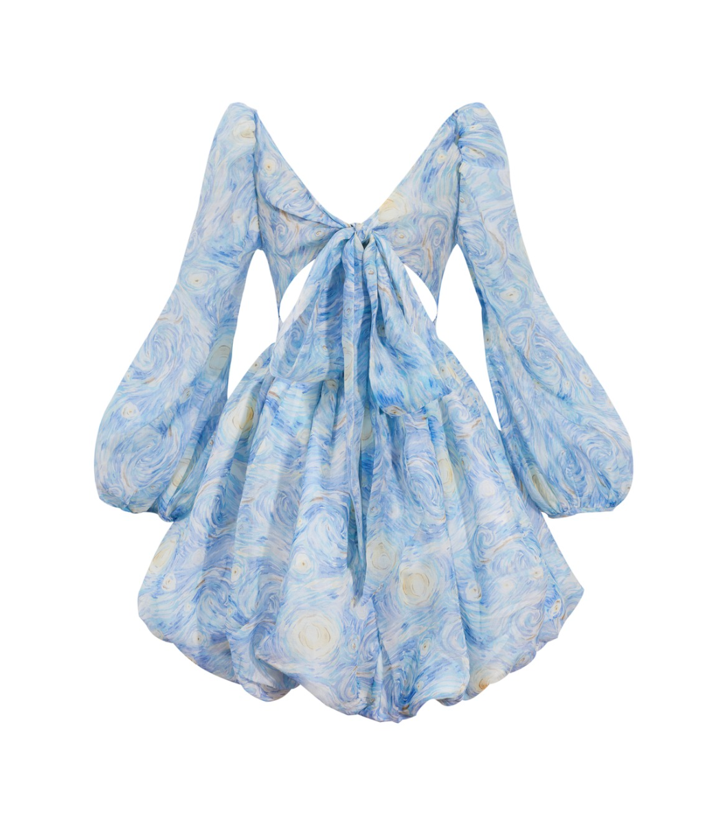 Starry Night Puffy Mini Dress
