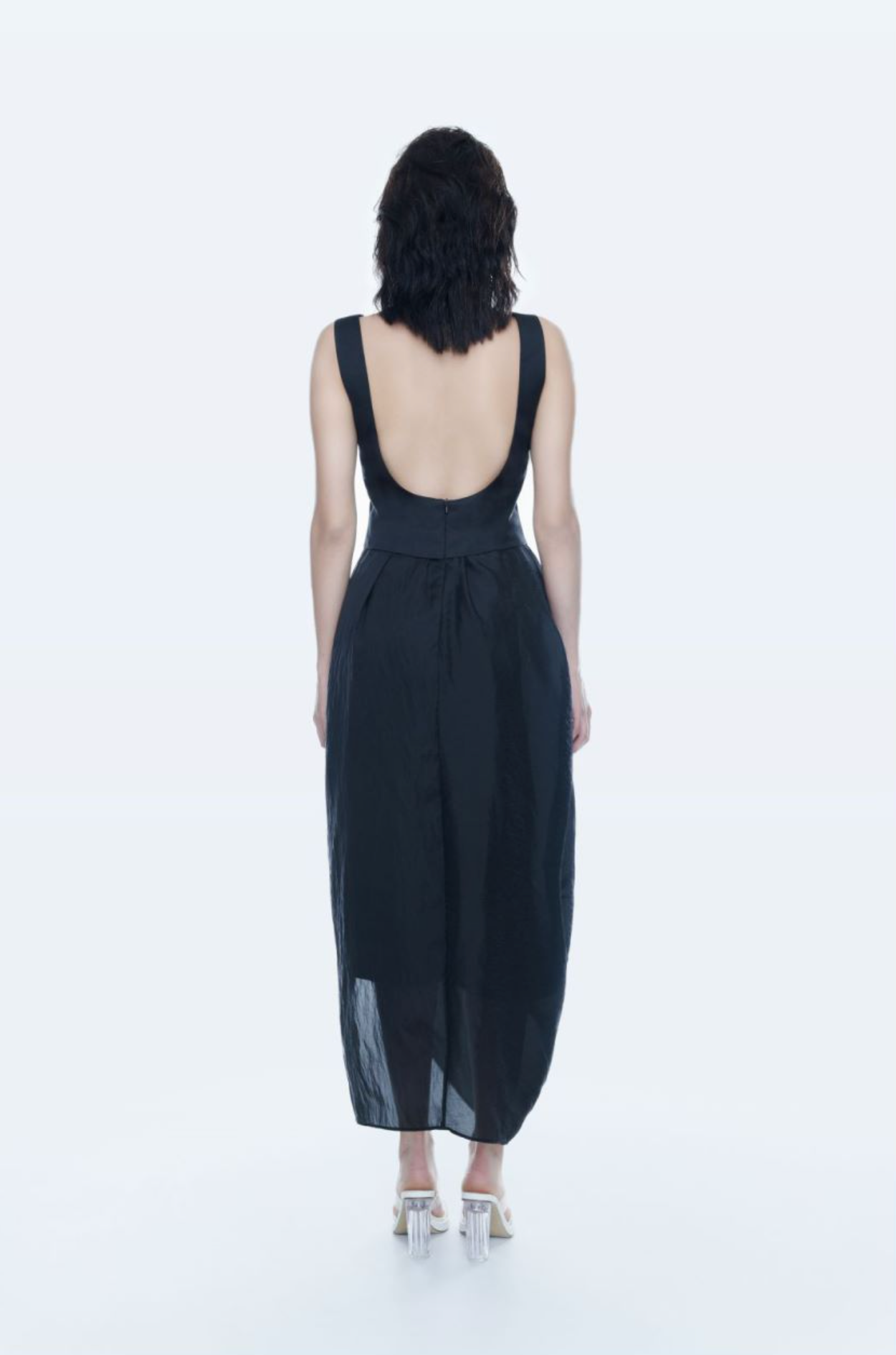 CrowCrew acetate black midi dress _back 2