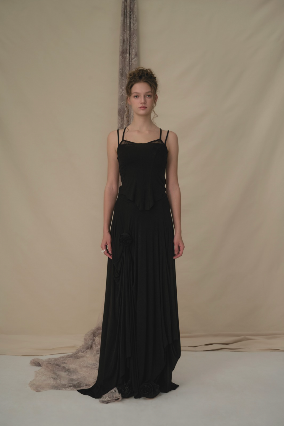Elywood Black Lace Camisole Top _model