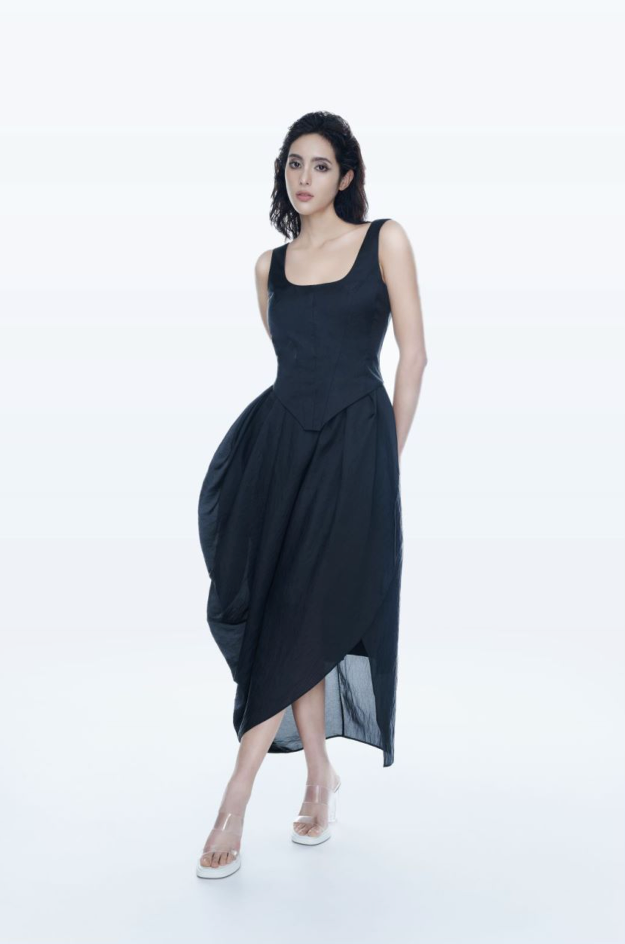 black midi dress crow crew nick wang front