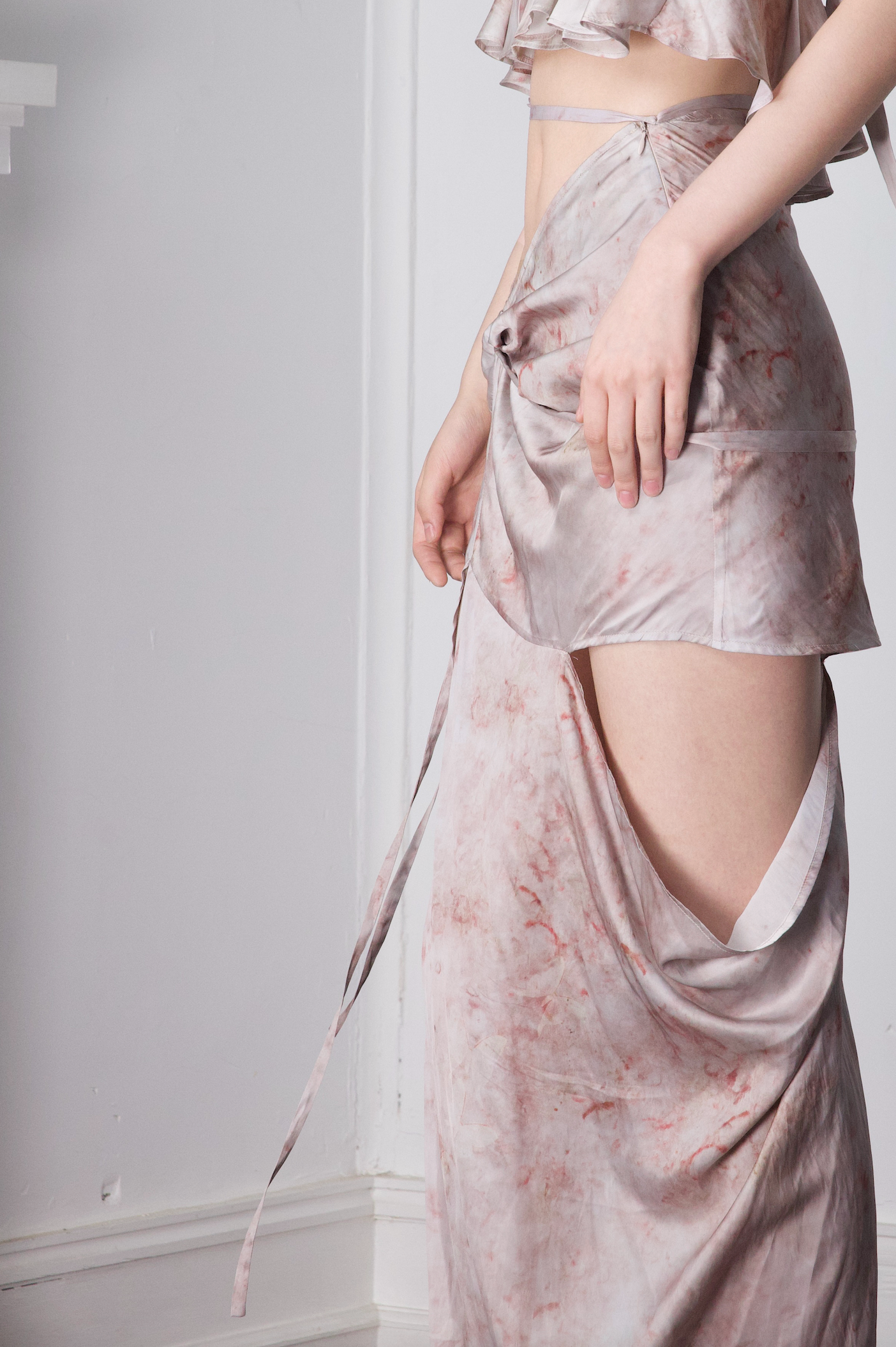 Pink Printed Midi Skirt
