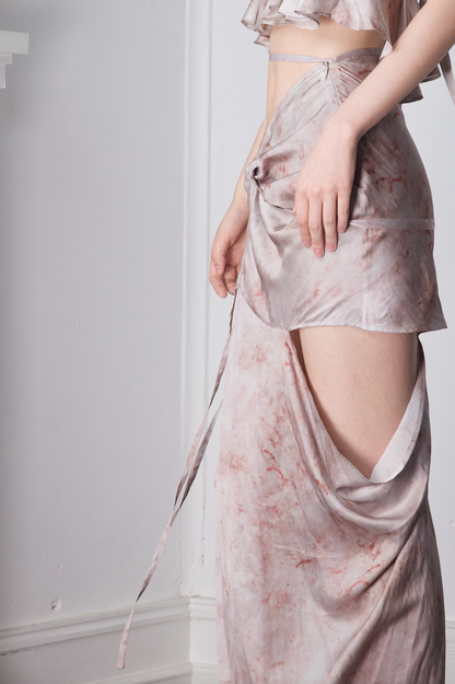 Pink Printed Midi Skirt