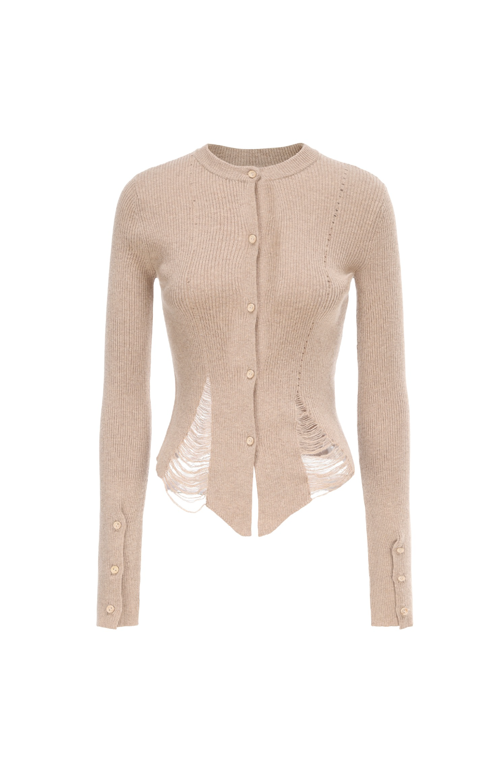 Almond Knit Destruction Cardigan