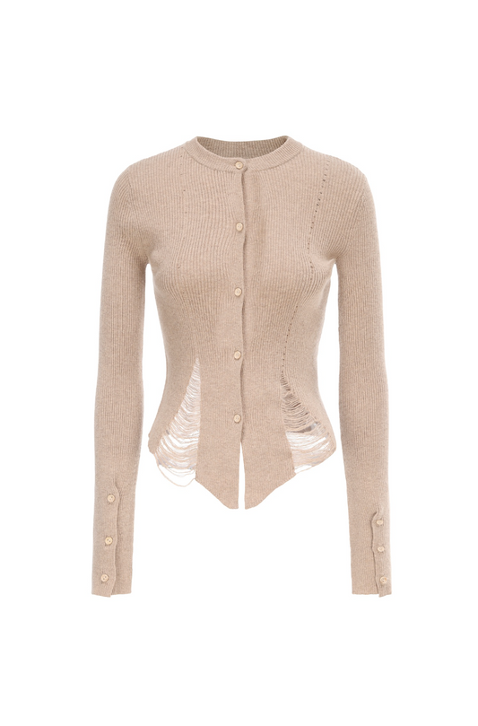 Almond Knit Destruction Cardigan
