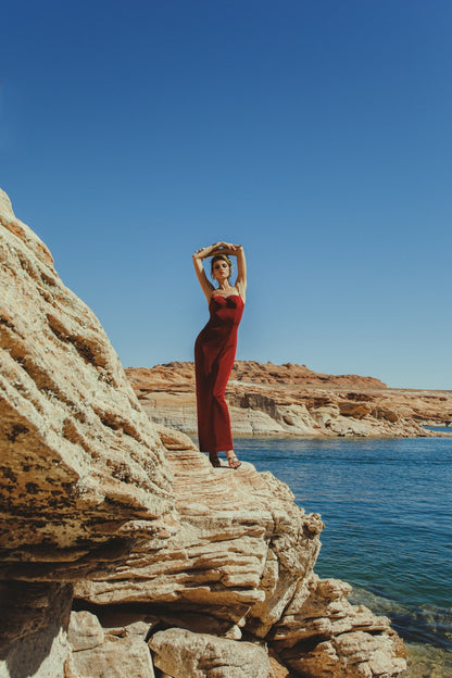 Gigi Midi Dress in Red