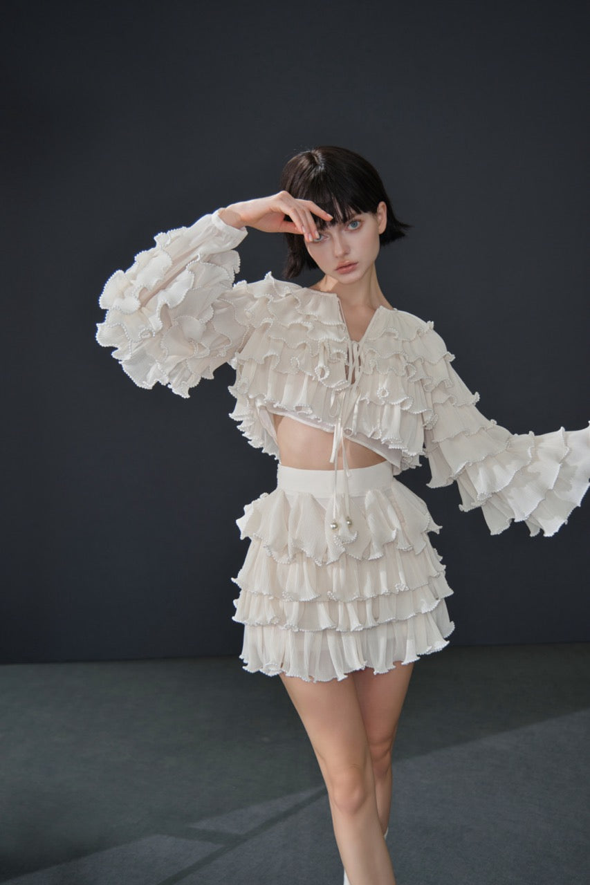 Pearl Ruffle Top and Skirt