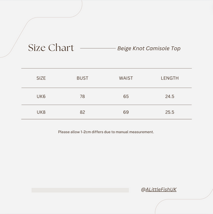 Elywood Beige Top size chart