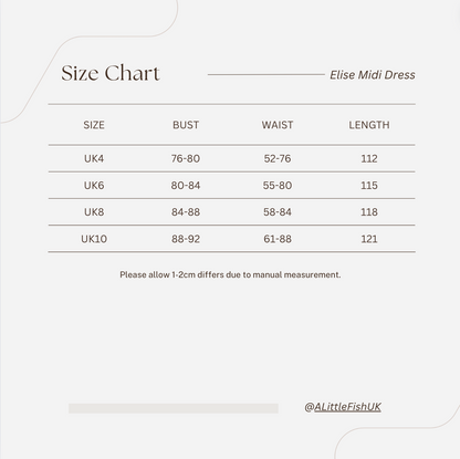 CrowCrew Shining Dress Size Chart