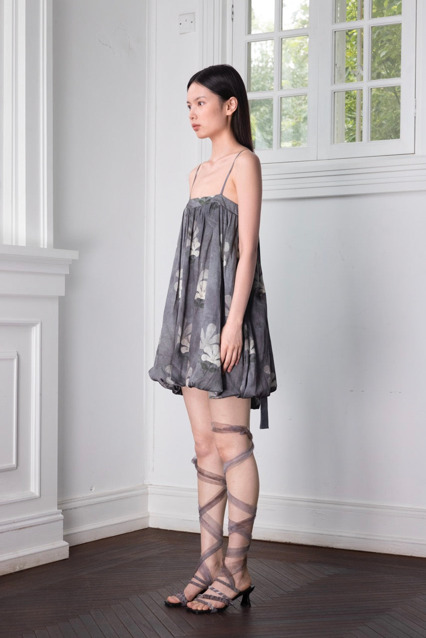 Plant-Dyed Effect Floral Mini Dress