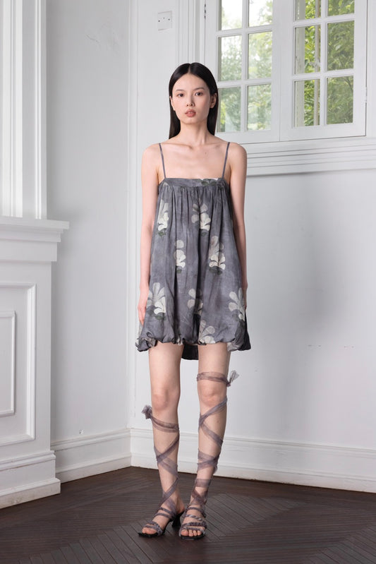 Plant-Dyed Effect Floral Mini Dress