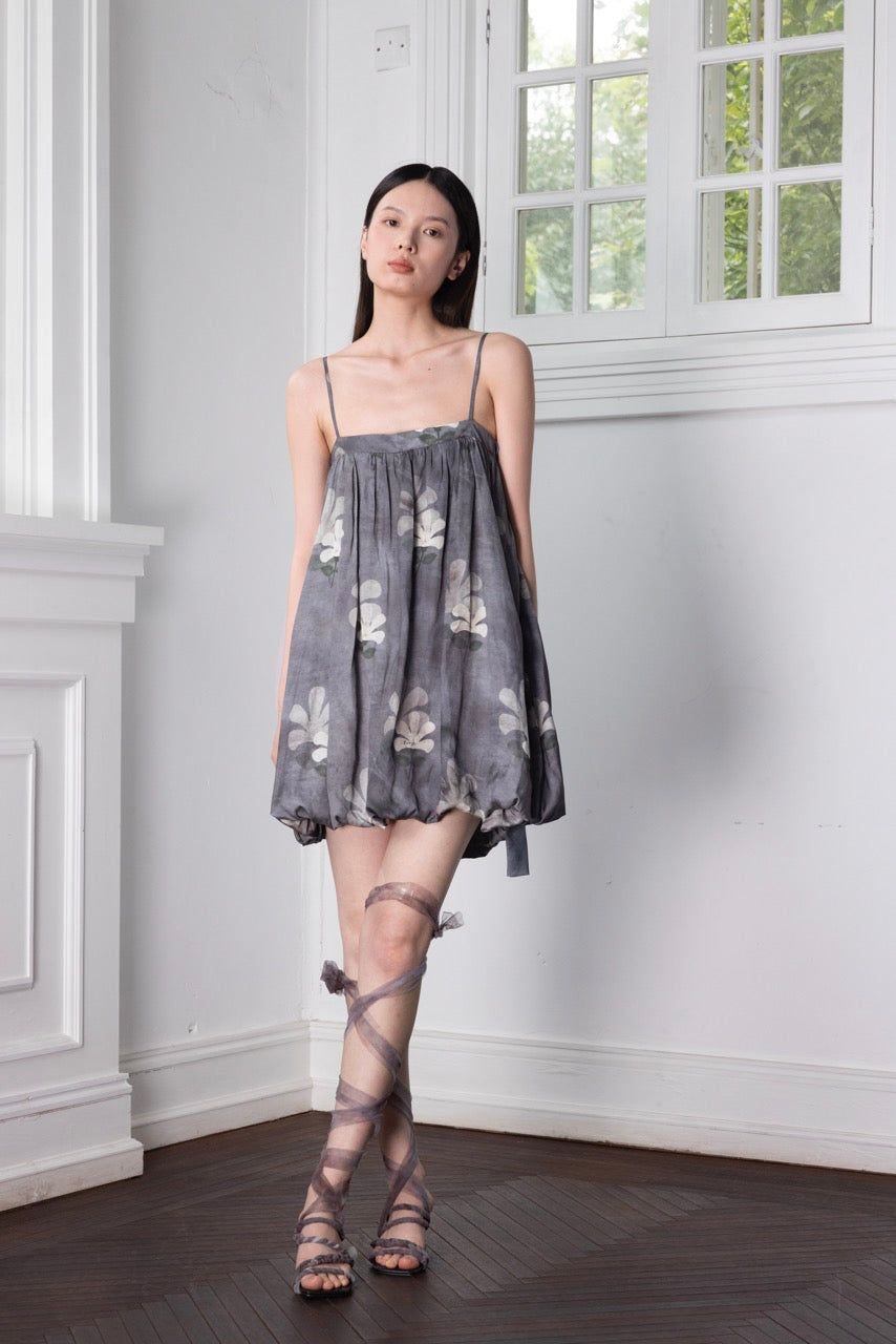 Plant-Dyed Effect Floral Mini Dress