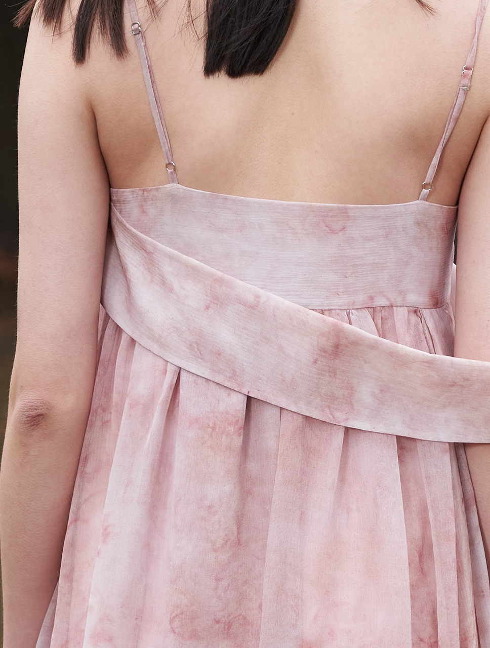 YUXUAN GIA pink printed midi dress resort _back detail