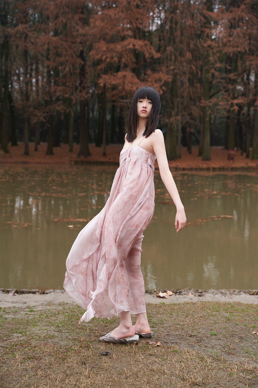 YUXUAN GIA pink printed midi dress resort _2