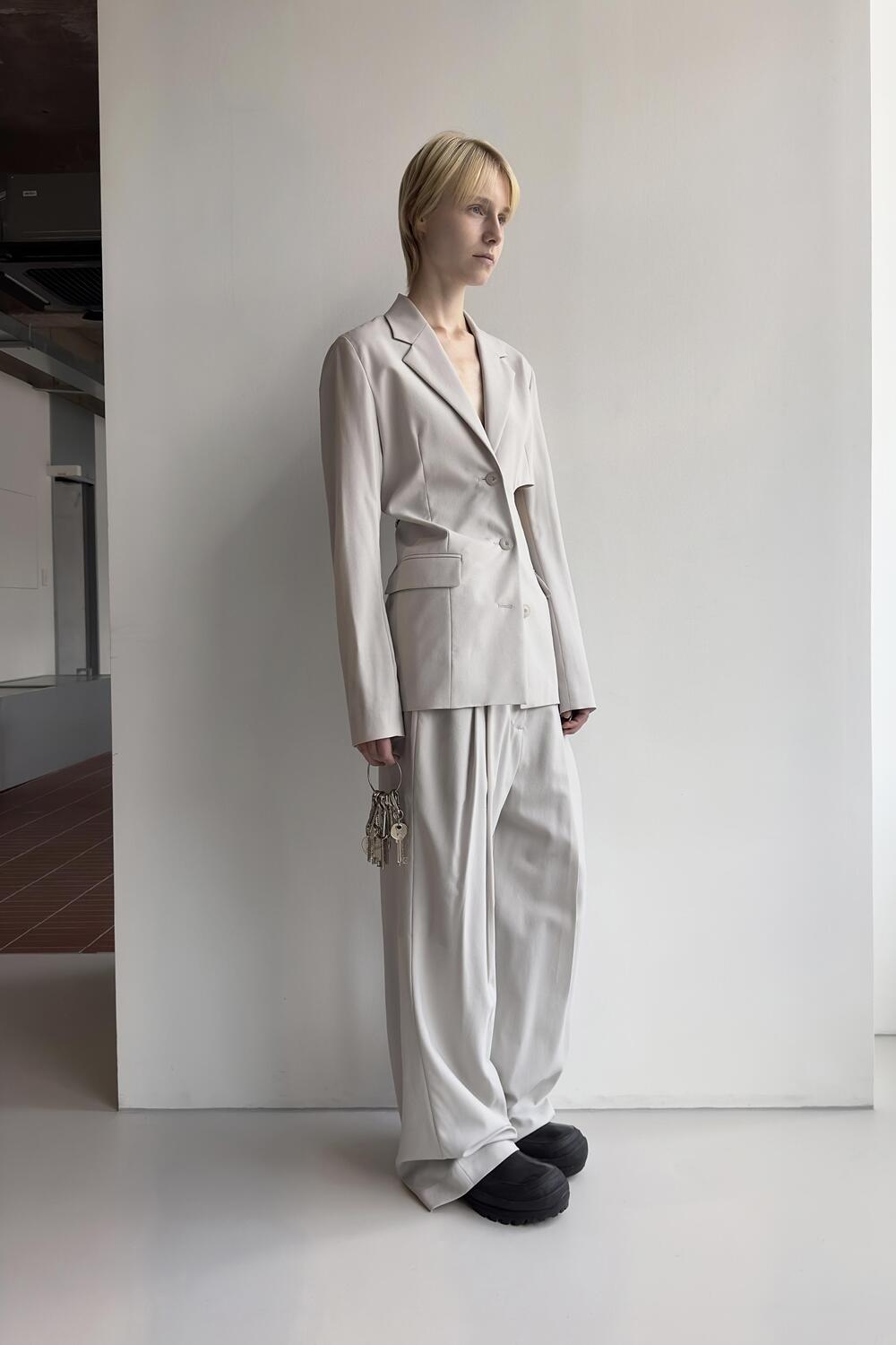 Basic Long Trousers in Light Grey