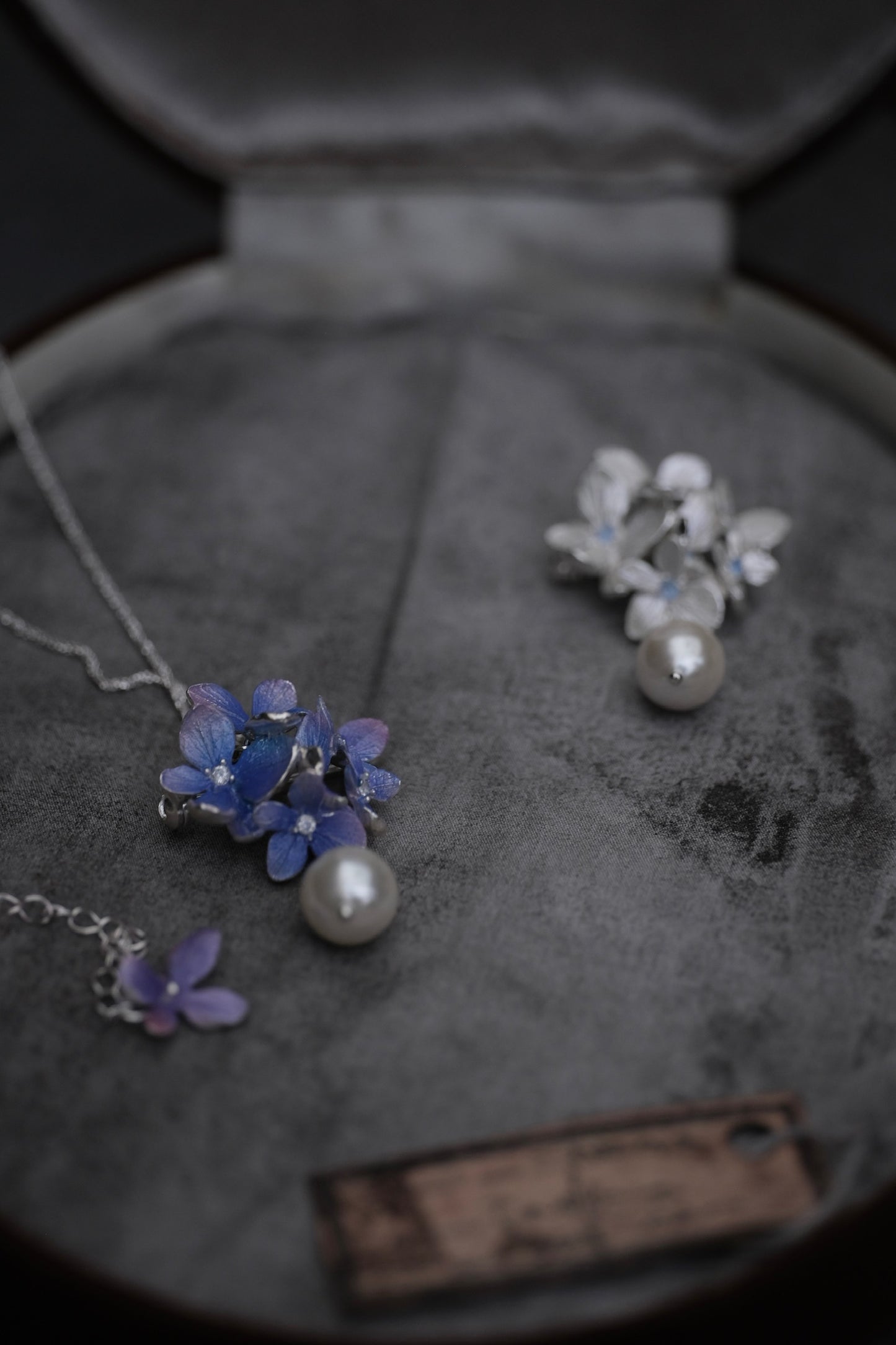 Hydrangea Pearl Necklace / Brooch in Purple