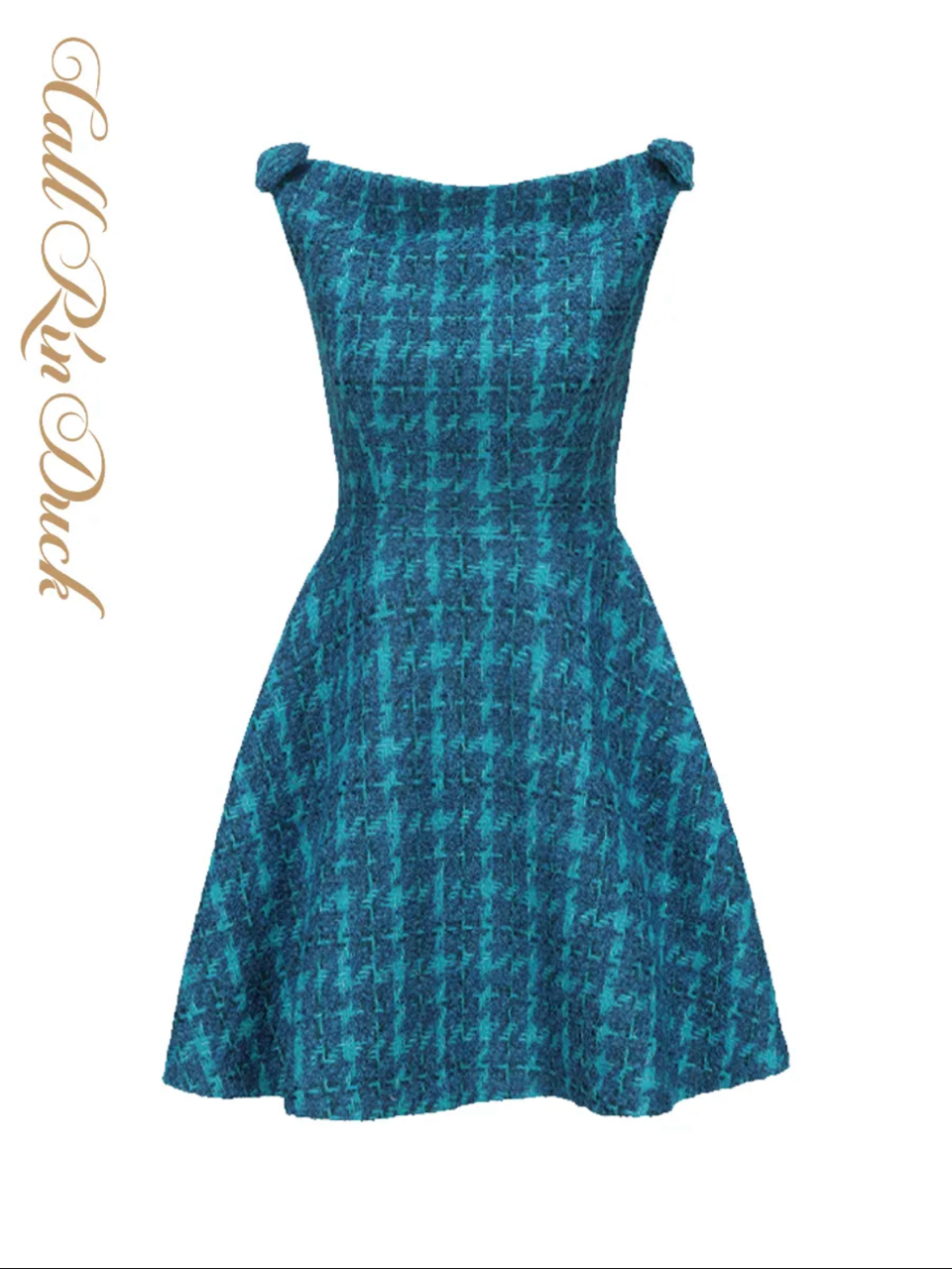 Blue Chequered Mini Dress